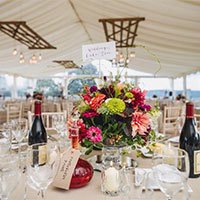 Table decorations for weddings in Marquees