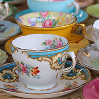 Vintage china hire for weddings in a marquee